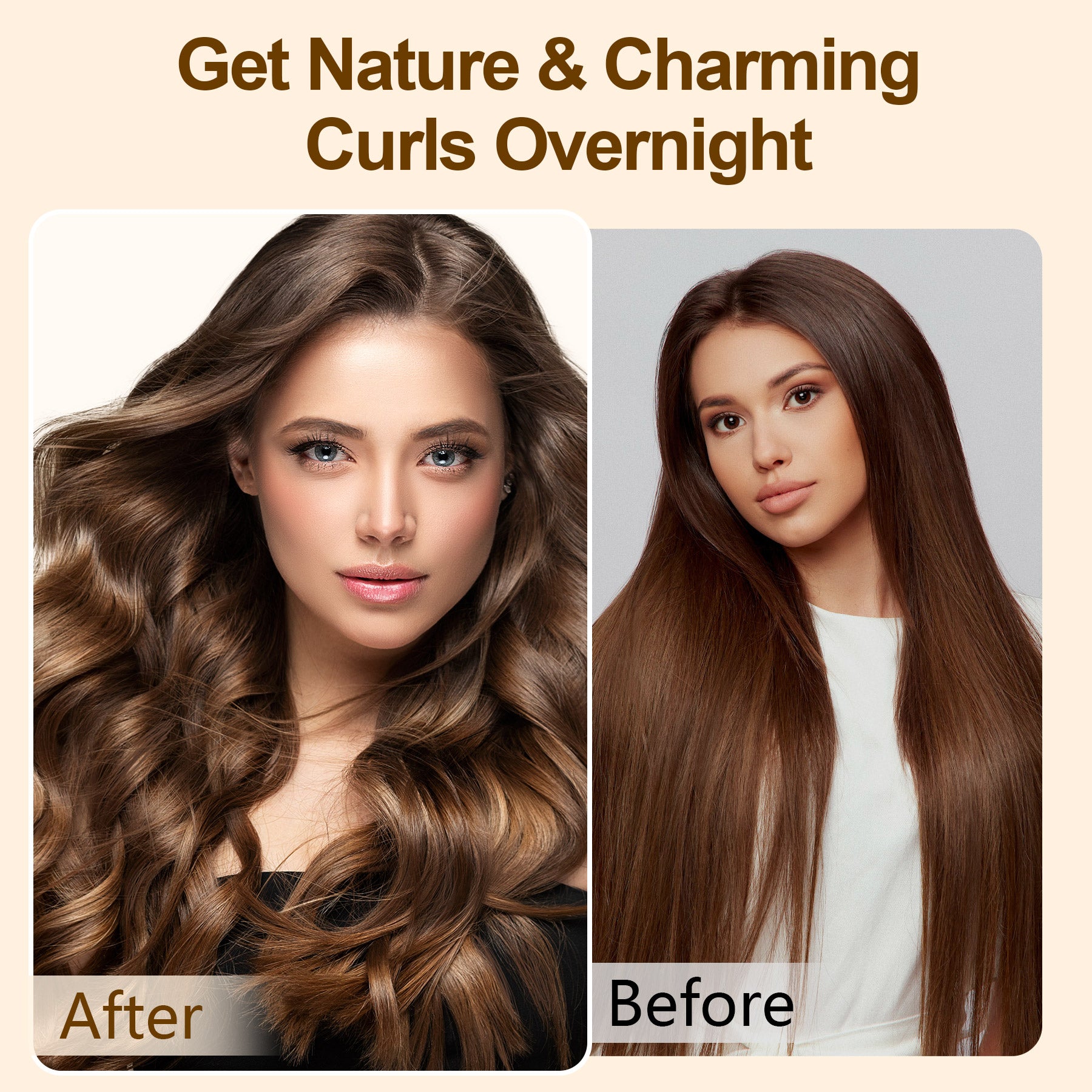Satin Heatless Hair Curler, Lazy Natural Soft Wave DIY Heatless Curls for Sleep in Overnight, for All Hair Types