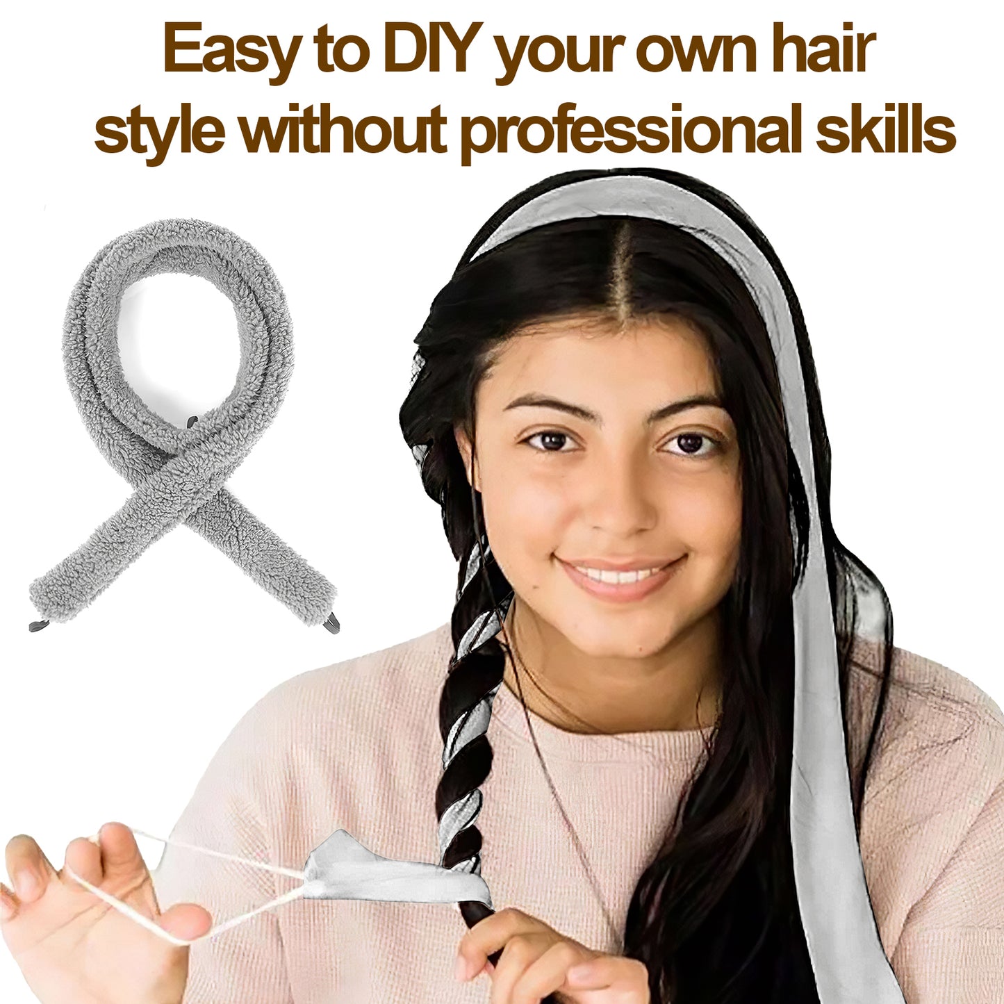 Satin Heatless Hair Curler, Lazy Natural Soft Wave DIY Heatless Curls for Sleep in Overnight, for All Hair Types